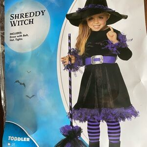 Toddler Witch Costume with Hat, Tights, and Broom!